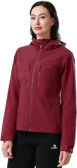 CAMEL CROWN Women's Waterproof Windbreaker Jacket, Lightweight Wind-Resistant Hiking Coat