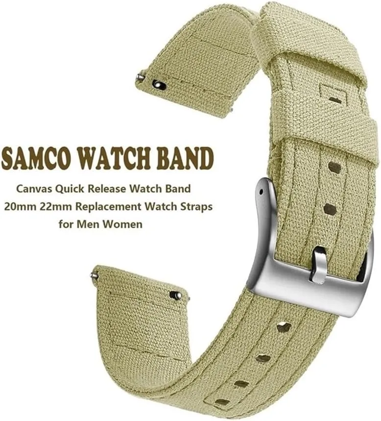 Canvas Quick Release Watch Band 20mm 22mm Replacement Watch Straps for Men Women