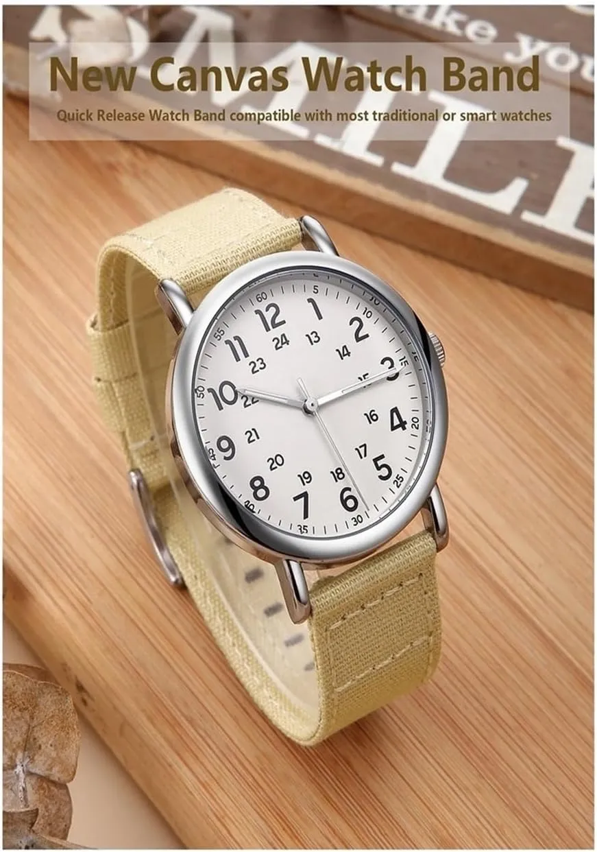 Canvas Quick Release Watch Band 20mm 22mm Replacement Watch Straps for Men Women