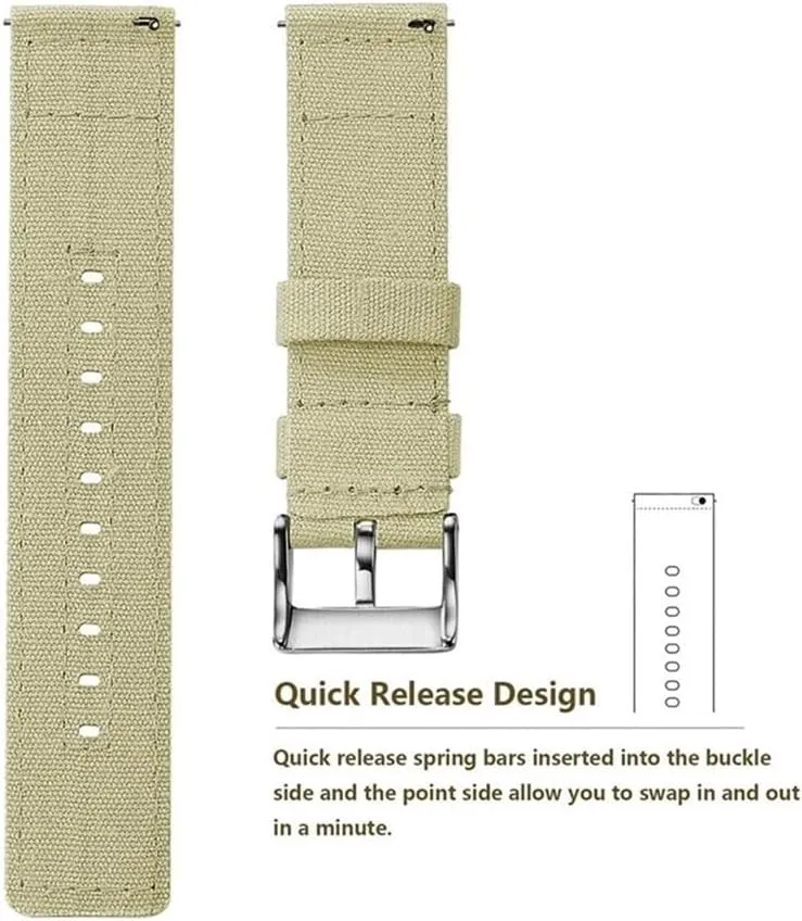 Canvas Quick Release Watch Band 20mm 22mm Replacement Watch Straps for Men Women