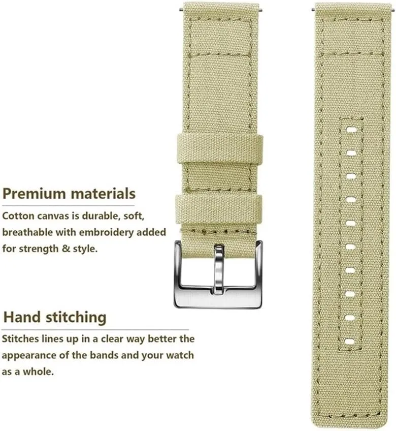 Canvas Quick Release Watch Band 20mm 22mm Replacement Watch Straps for Men Women
