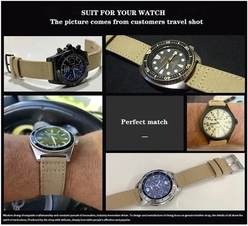 Canvas Quick Release Watch Band 20mm 22mm Replacement Watch Straps for Men Women