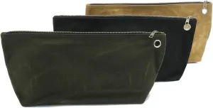 Canvas Tool Pouch Set, 16OZ Waxed Canvas Tool Storage Bags, Standable One-Piece Tool Organization Pouch - 3 Color Pouches with Brass Zipper & Grommet - Large - 15.5" x 7.5"