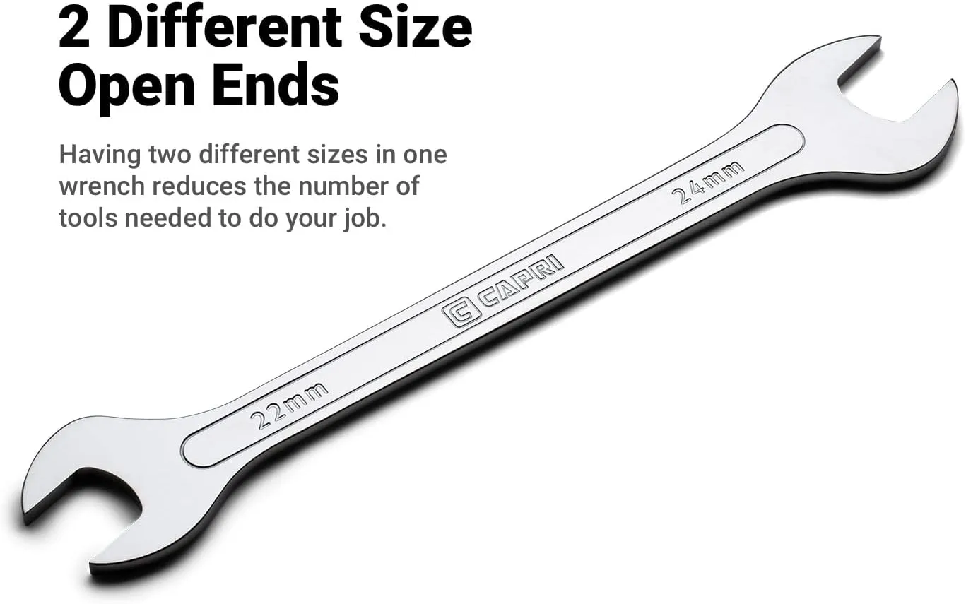 Capri Tools Super-Thin Open End Wrench Set with Wrench Rack, SAE, 1/4 to 1-1/4 in., 8-Piece