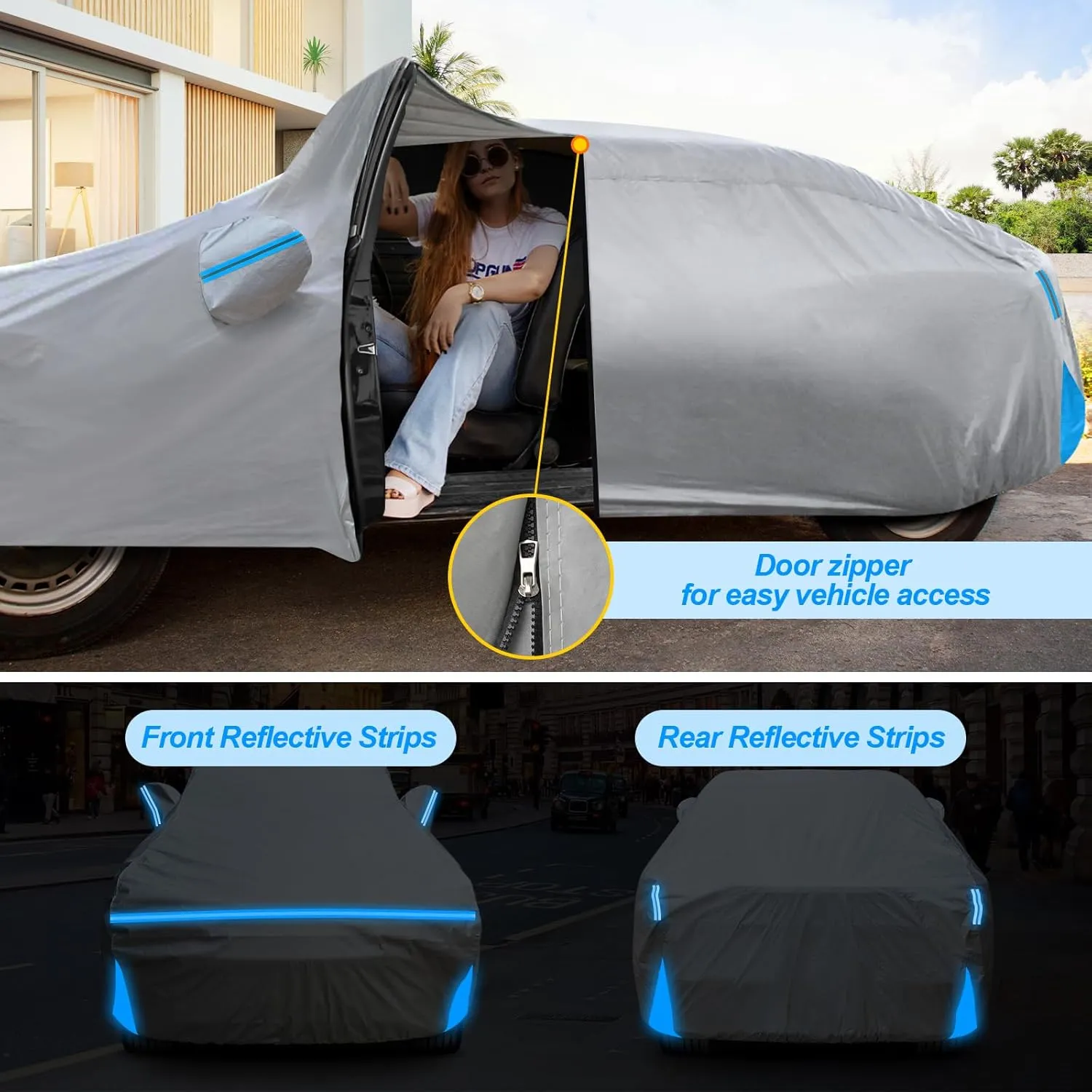 Car Cover for 2007-2025 BMW 5 Series 528i 530i 535i 540i M5 M550i M550, Waterproof Custom-fit All Weather Sun Rain UV Dust Snow Protection Outdoor Car Cover with Door Zipper and Cotton Lining
