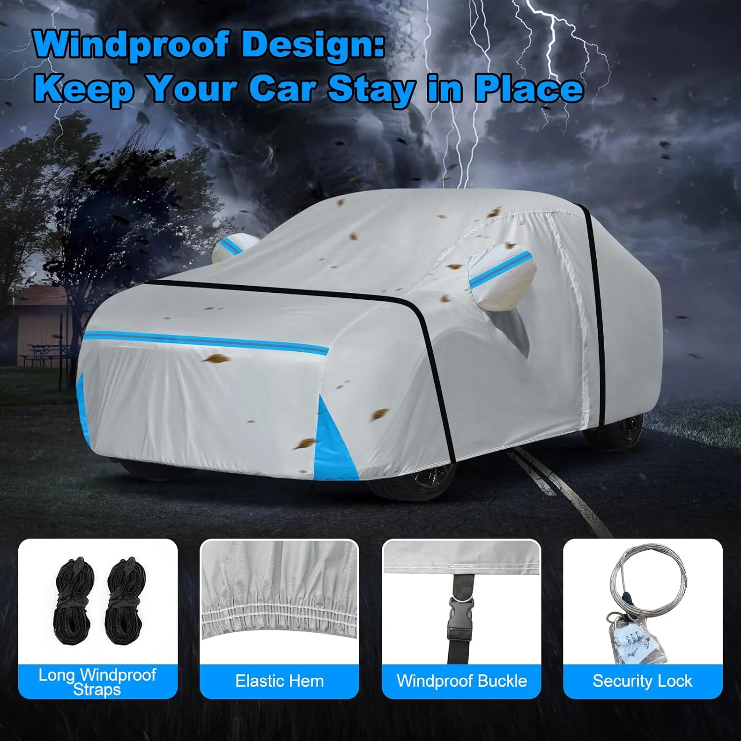 Car Cover for 2007-2025 BMW 5 Series 528i 530i 535i 540i M5 M550i M550, Waterproof Custom-fit All Weather Sun Rain UV Dust Snow Protection Outdoor Car Cover with Door Zipper and Cotton Lining