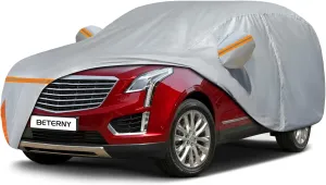 Car Cover for 2016-2025 Cadillac XT5, Waterproof Custom-fit Sun Rain Dust Snow Wind All Weather Protection Outdoor XT5 Full Car Cover with Cotton Lining and Door Zipper-Gray