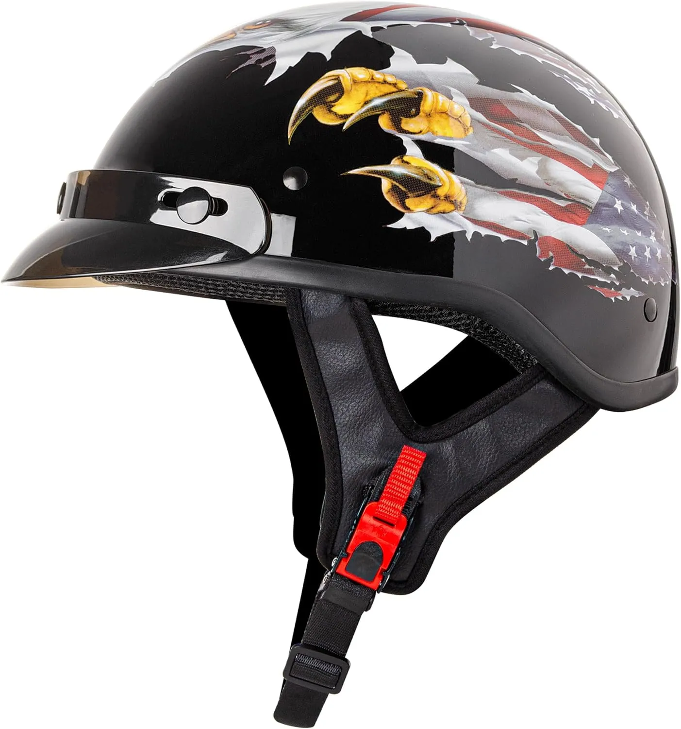 Cartman Cruiser Scooter Motorcycle Half Face Helmet, Patriotic Eagle USA Graphics, DOT Approved for Bike Scooter ATV UTV Chopper, Medium