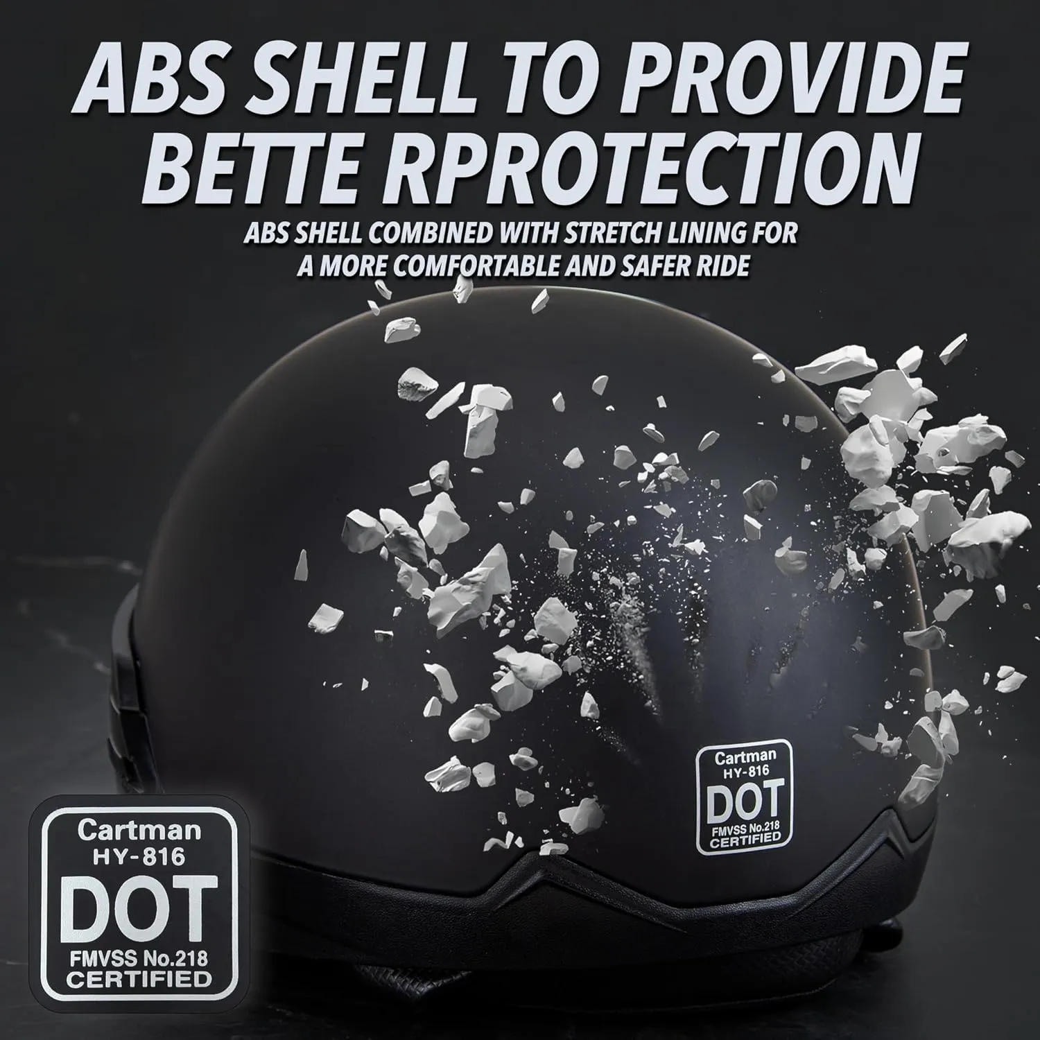 Cartman Motorcycle Open Face Helmet with Sun Visor Quick Release Buckle, DOT Approved, Large