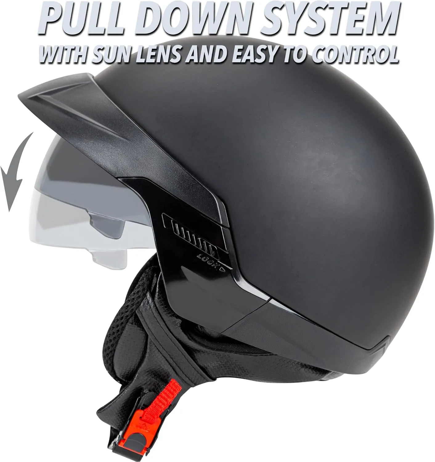 Cartman Motorcycle Open Face Helmet with Sun Visor Quick Release Buckle, DOT Approved, Large