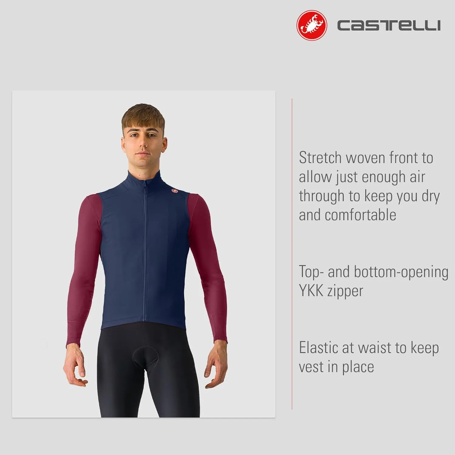 CASTELLI Men’s Espresso Vest, Windproof Shell Vest for Road Cycling & Gravel Biking