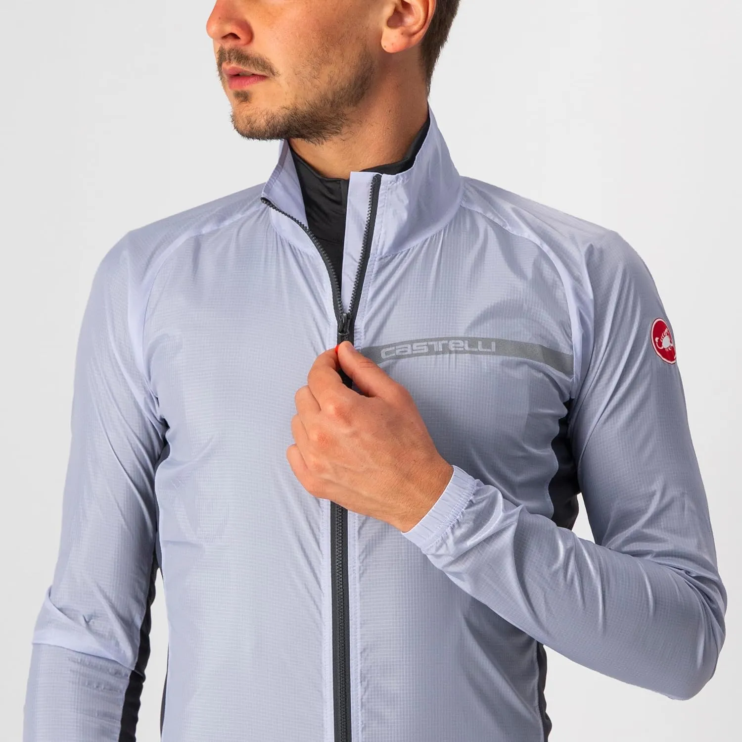CASTELLI Men's Squadra Stretch Jacket, Windproof Zip Up Shell for Road Cycling