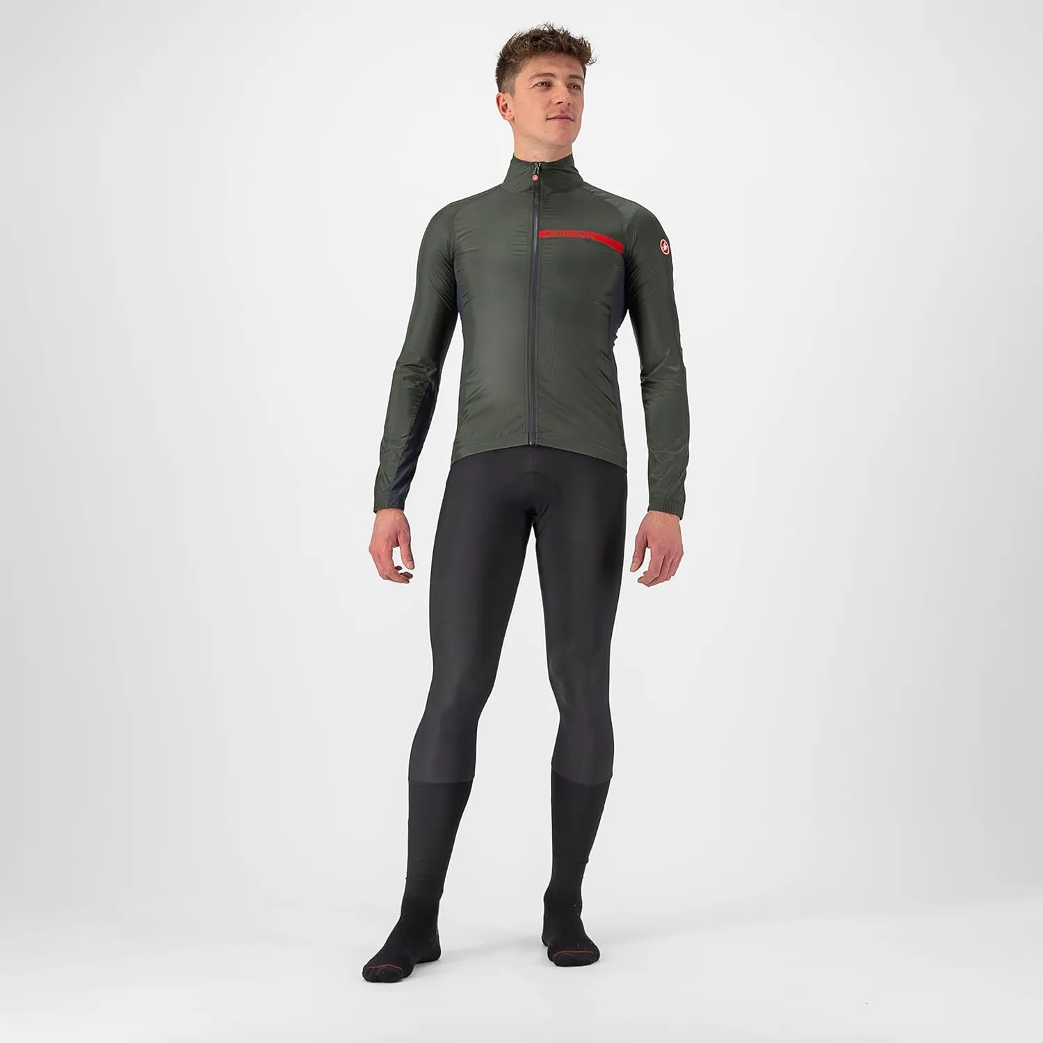 CASTELLI Men's Squadra Stretch Jacket, Windproof Zip Up Shell for Road Cycling