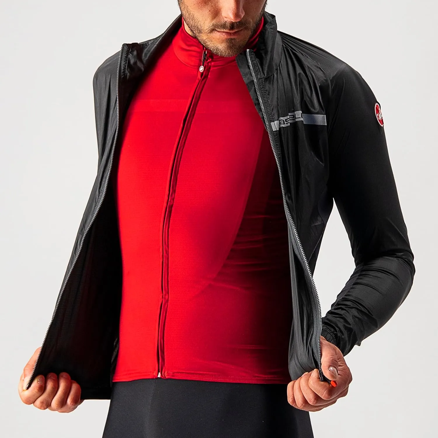 CASTELLI Men's Squadra Stretch Jacket, Windproof Zip Up Shell for Road Cycling