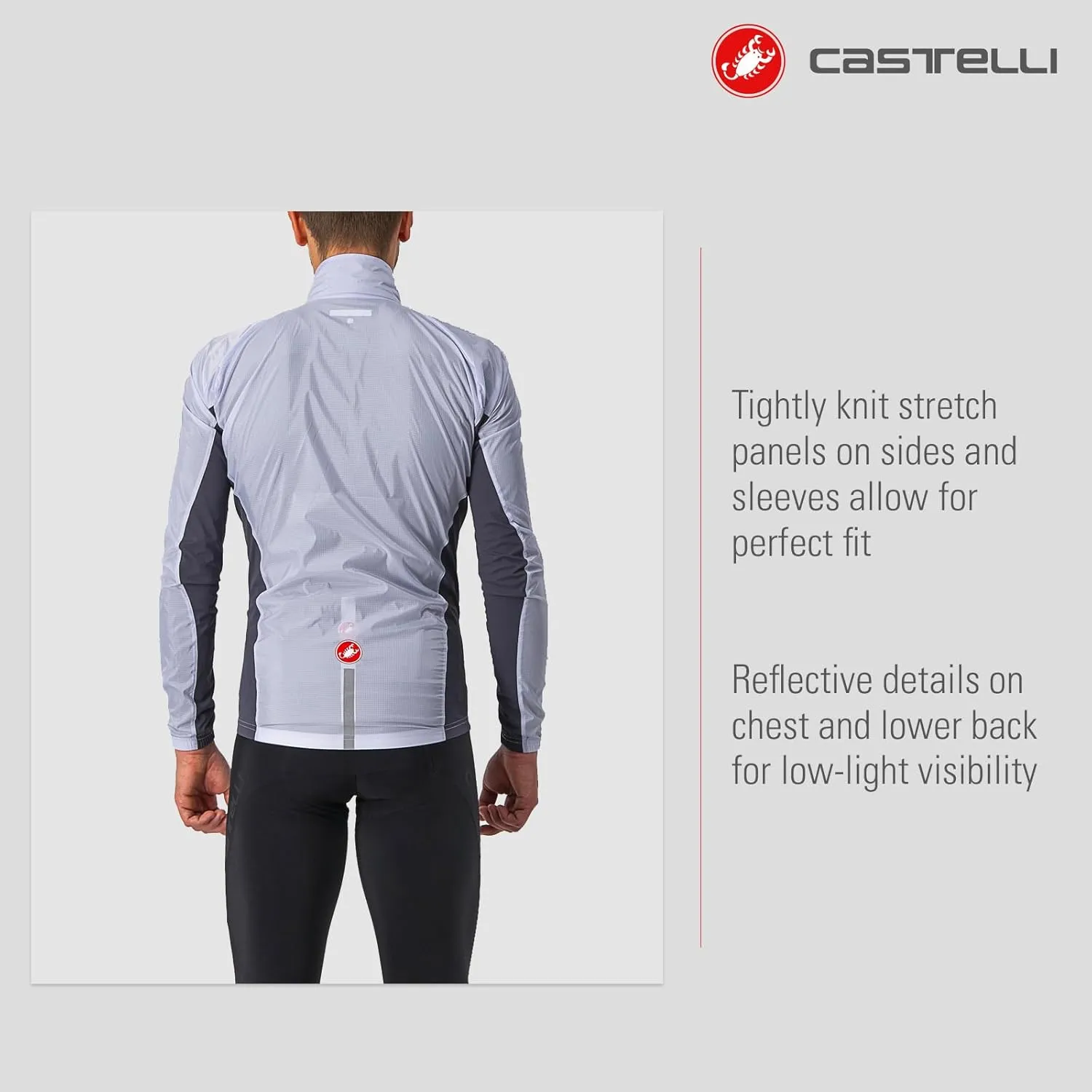 CASTELLI Men's Squadra Stretch Jacket, Windproof Zip Up Shell for Road Cycling