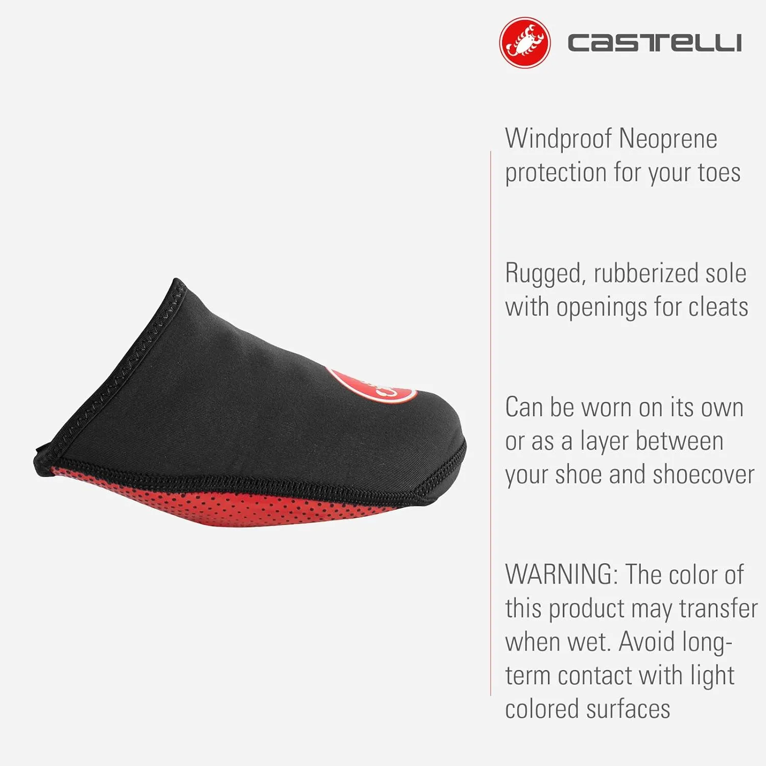 CASTELLI Toe Thingy 2, Neoprene Windproof, Cycling Half Shoe Warmer, Overshoes for Road Cycling & Mountain Biking