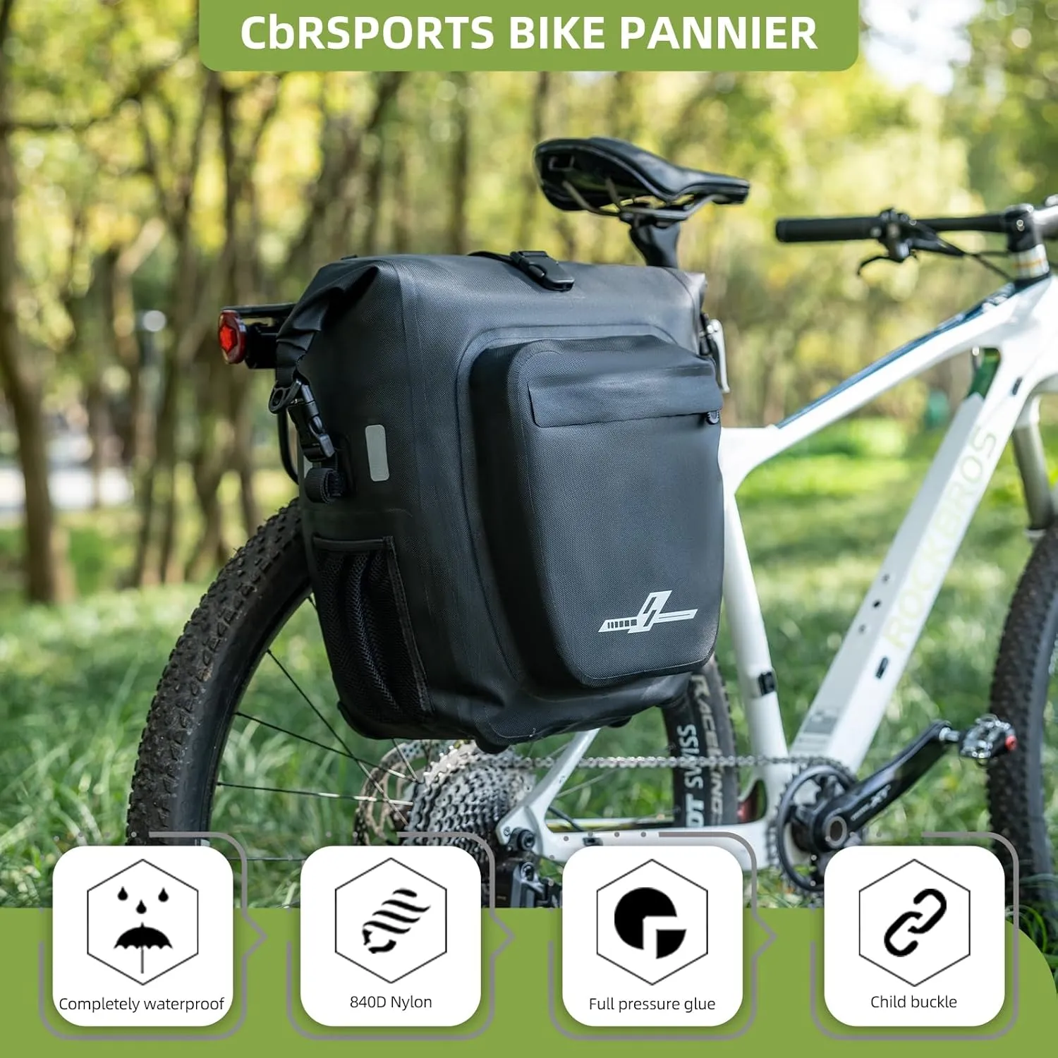 CbRSPORTS Waterproof Bike Panniers Bag 27L,Road Mountain Ride Bike Rear Bag with Shoulder Strap Bcycle Bags