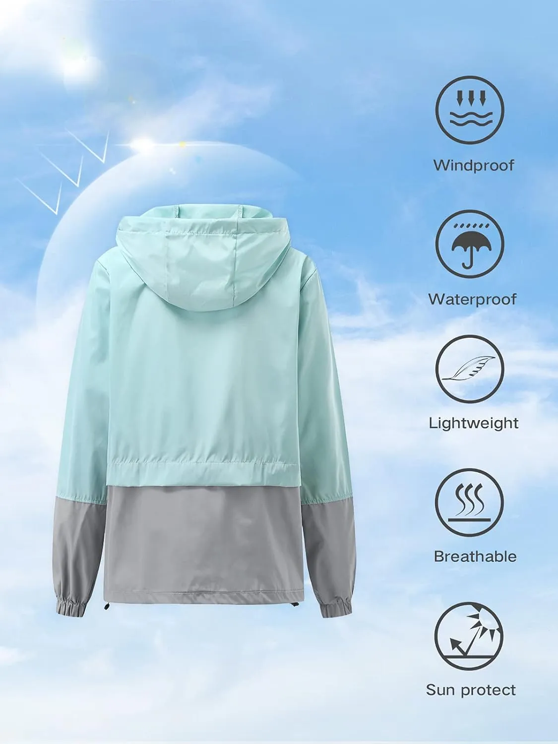 Century Star Packable Rain Jackets for Women Waterproof Lightweight Raincoat with Hood Windbreaker Jacket Women Rain Coats