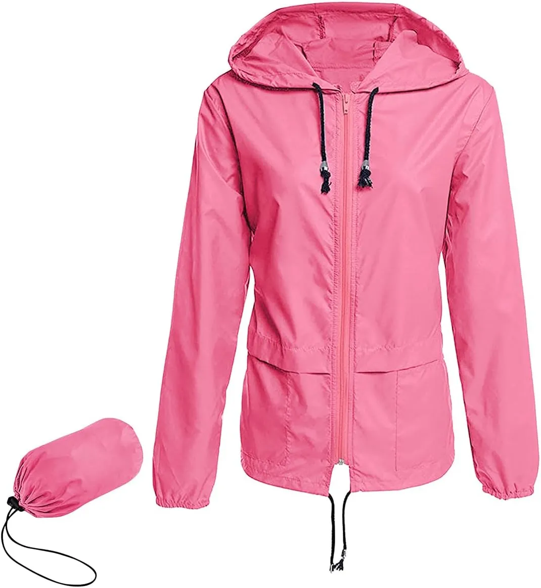 Century Star Packable Rain Jackets for Women Waterproof Lightweight Raincoat with Hood Windbreaker Jacket Women Rain Coats