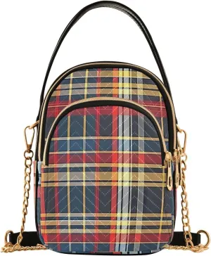Chain Crossbody Bags for Women Plaid Pattern Geometric Quilted Shoulder Handbags Travel Cross Body Cell Phone Purses Bags
