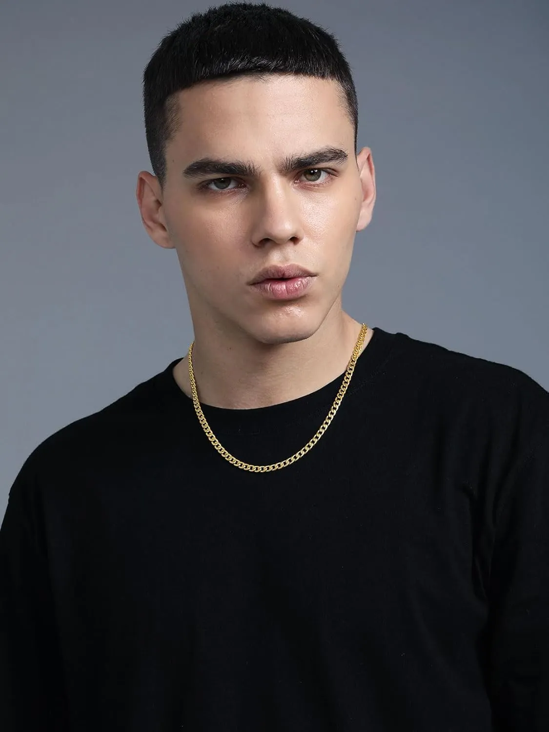 ChainsPro Cuban Link Necklace for Men, Silver/Black/Gold Plated Stainless Steel Mens Chain Necklace 5/9/12/15 MM Width,14"-30" Length Hip Hop Accessories Jewelry Gifts for Father's Day Christmas