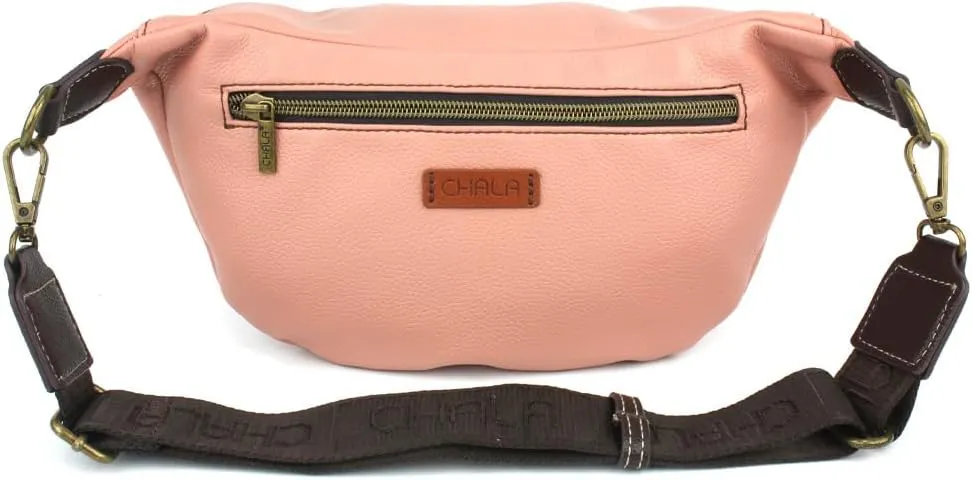 CHALA Fanny Pack Women RFID Protected Sling Purse and Waist Bag with Two Adjustable Straps - Paw Print - dusty pink