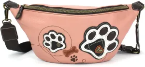 CHALA Fanny Pack Women RFID Protected Sling Purse and Waist Bag with Two Adjustable Straps - Paw Print - dusty pink