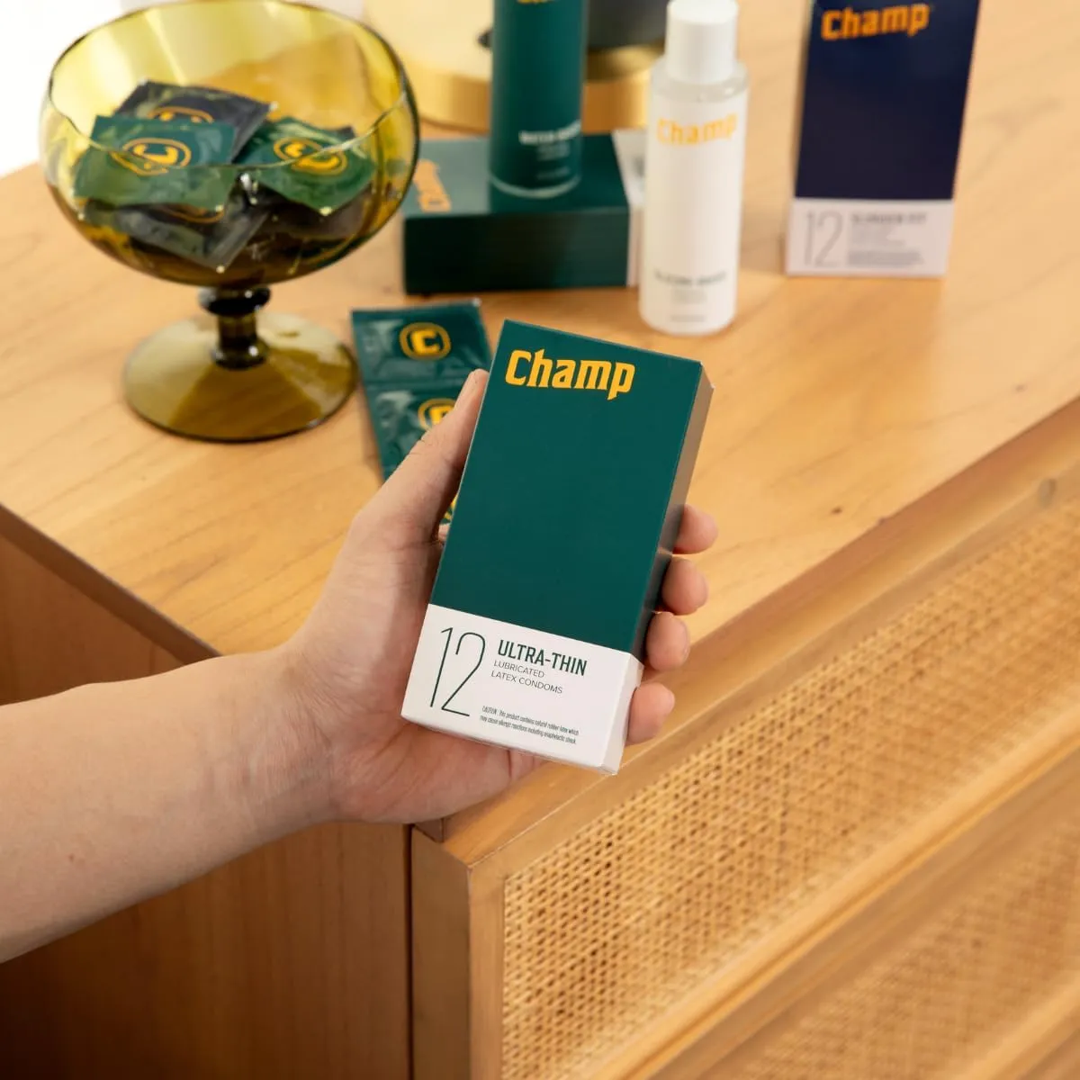 Champ | Ultra-Thin Condoms | Lubricated Latex Condoms | Fragrance and Paraben-Free | 12-Count