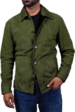 Cheemaz Men's Premium Long Sleeve Suede Button Down Lightweight Casual Shirts - Shirt Collar Suede Leather for Mens