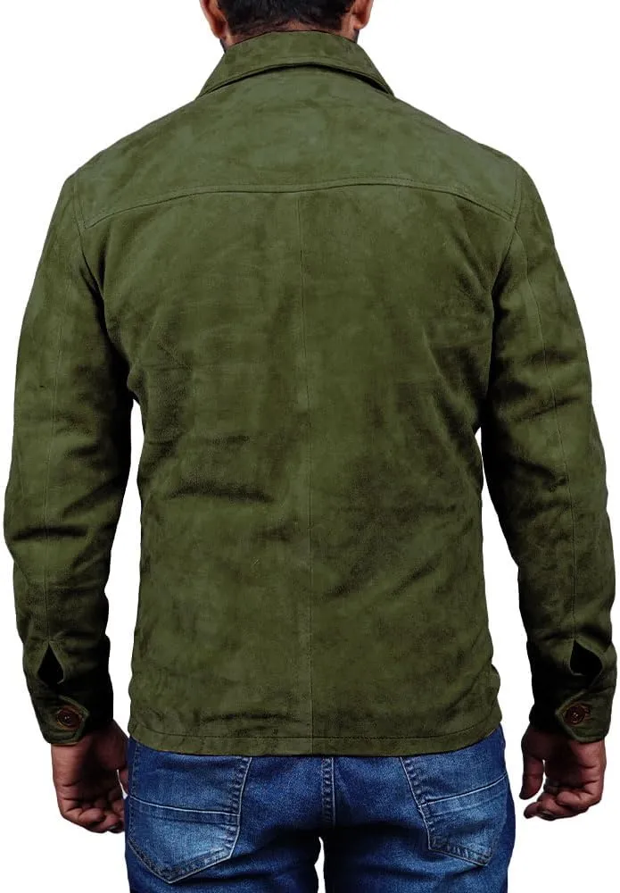 Cheemaz Men's Premium Long Sleeve Suede Button Down Lightweight Casual Shirts - Shirt Collar Suede Leather for Mens