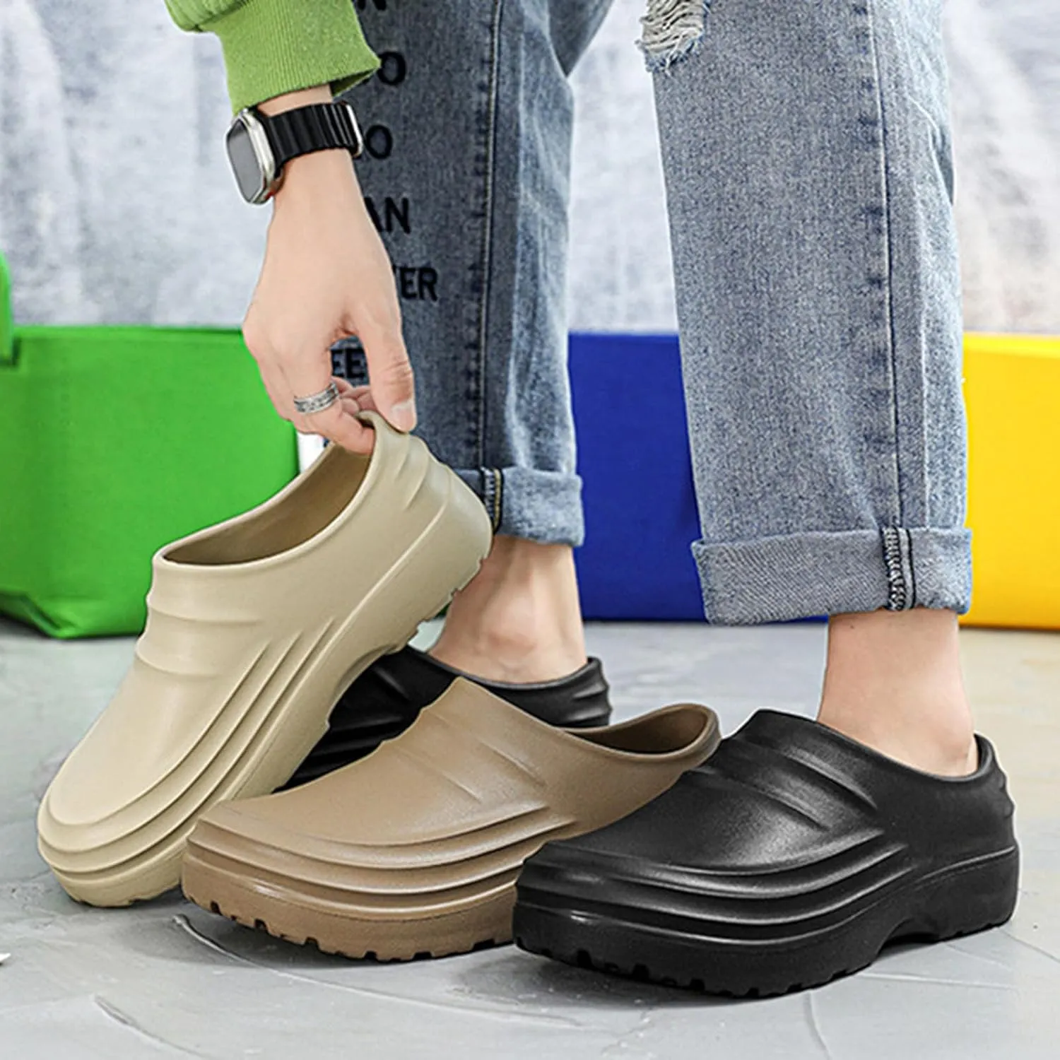 Chef Shoes for Men Non Slip Clogs Work Shoes Kitchen Zapatos De Chef for Women Leather Moccasins Slippers