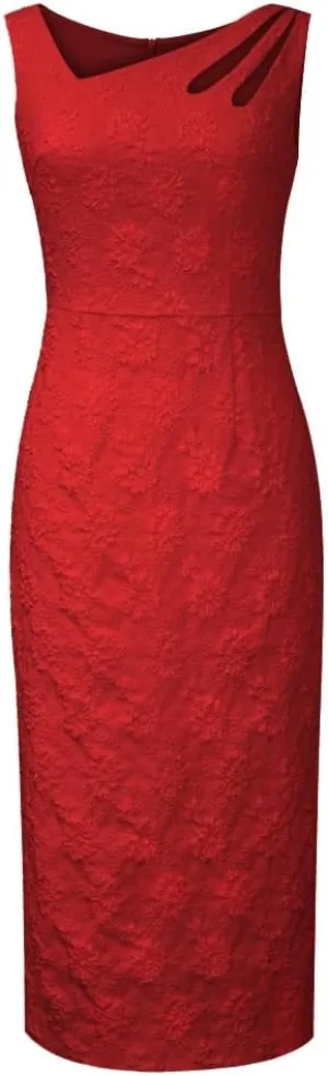 CHIC STAR Womens Embossed Jacquard Cut-Out Dress