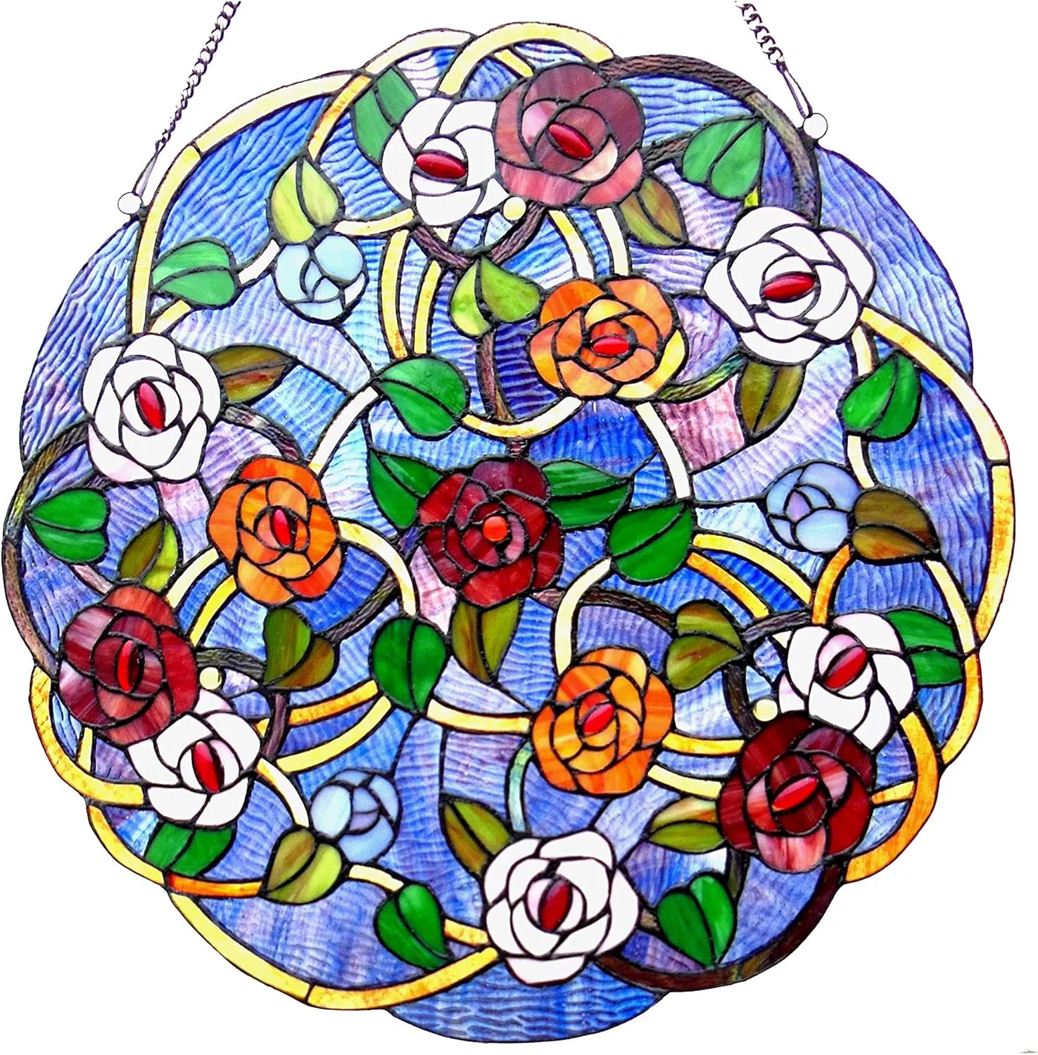Chloe Lighting 24" Shreveport Tiffany-Glass Roses Window Panel
