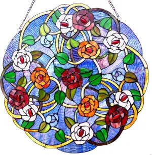 Chloe Lighting 24" Shreveport Tiffany-Glass Roses Window Panel