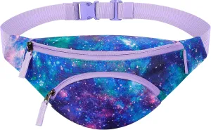 Choco Mocha Kids Fanny Pack for Girls, Toddler Belt Bag 2-4 4-6 Kid Waist Bag Outer for Little Girls age 6-9 8-12 Small Hip Pack (Galaxy-Purple)