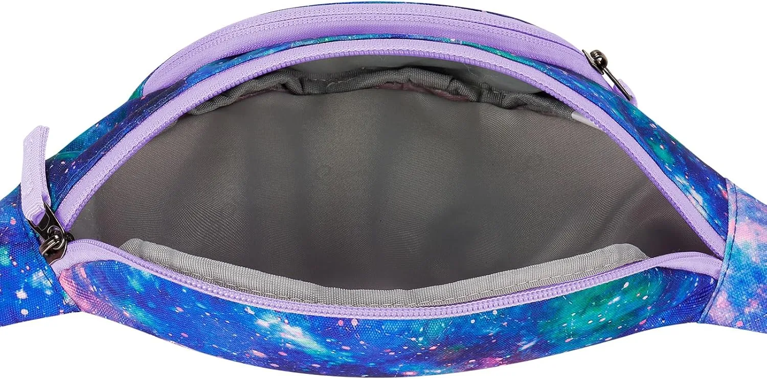 Choco Mocha Kids Fanny Pack for Girls, Toddler Belt Bag 2-4 4-6 Kid Waist Bag Outer for Little Girls age 6-9 8-12 Small Hip Pack (Galaxy-Purple)