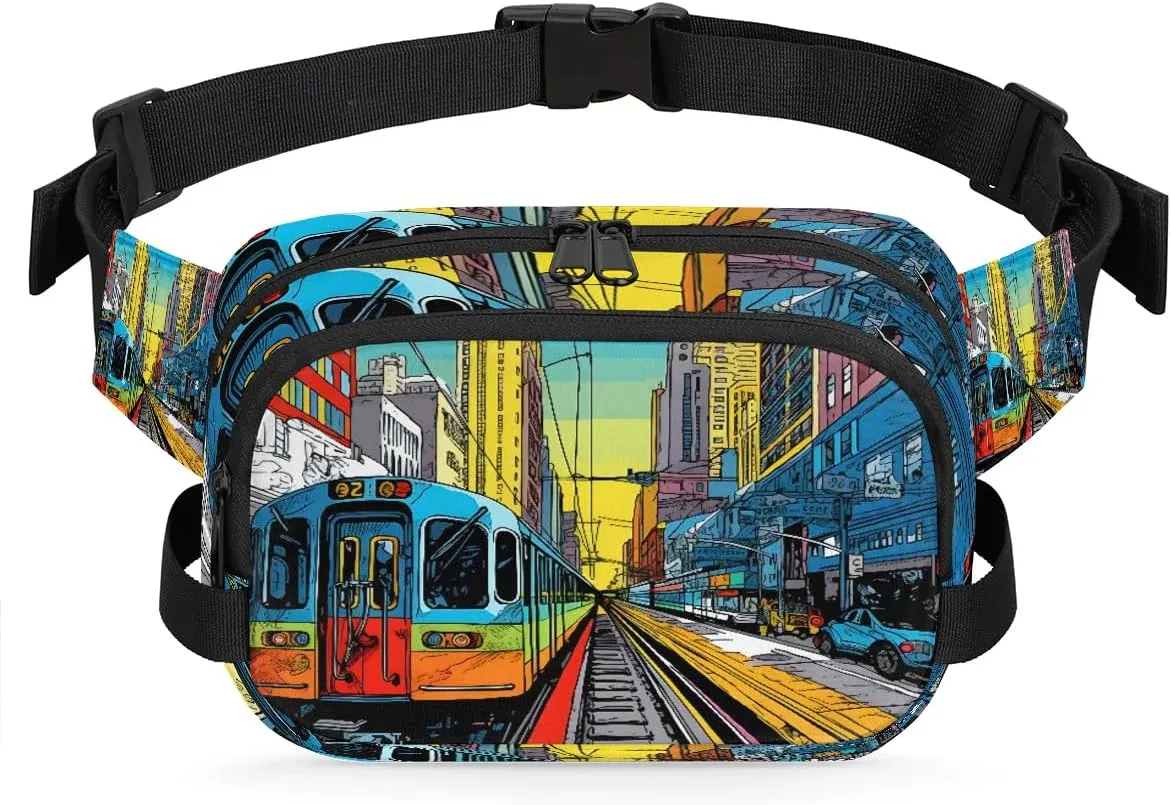 City Railroad Tracks Fanny Pack for Men Women Waist Bag Crossbody Hip Bum Bag Belt Bag for Running Hiking Travel Sports