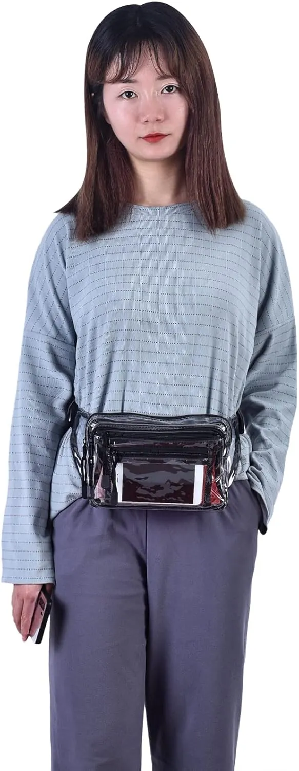 Clear Bag Stadium Approved Large Clear Fanny Pack for Women for Work,Multi-purpose Waist Bag for Travel & Sporting Event