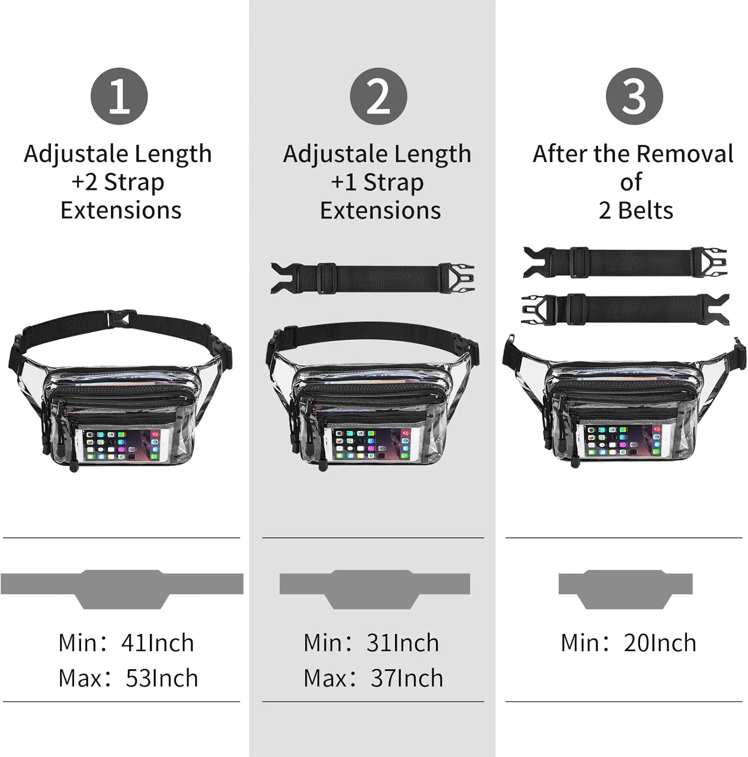Clear Bag Stadium Approved Large Clear Fanny Pack for Women for Work,Multi-purpose Waist Bag for Travel & Sporting Event