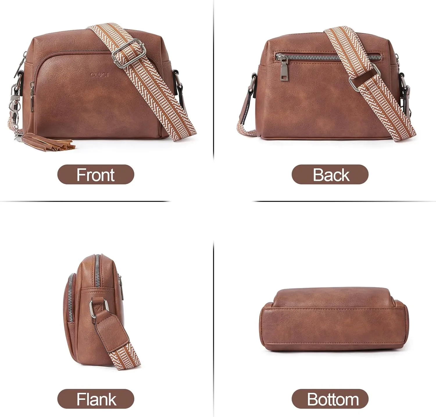CLUCI Crossbody Bags for Women, Vegan Leather Shoulder Handbags，Purses for Women with Adjustable Wide Strap