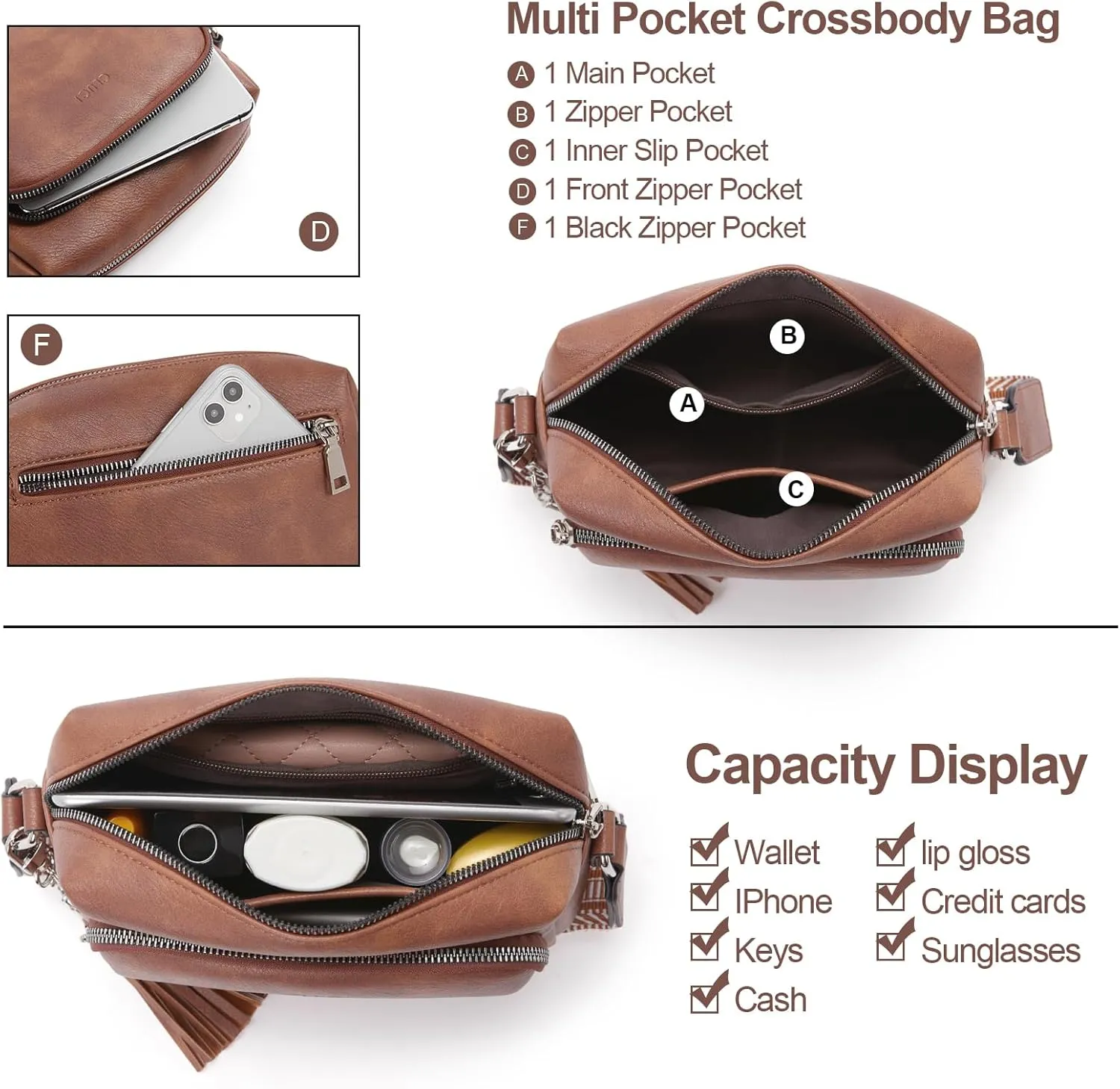 CLUCI Crossbody Bags for Women, Vegan Leather Shoulder Handbags，Purses for Women with Adjustable Wide Strap