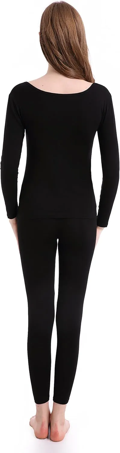 CnlanRow Womens Thermal Underwear Set Ultra Thin Crew Neck Base Layer Stretch Long Johns