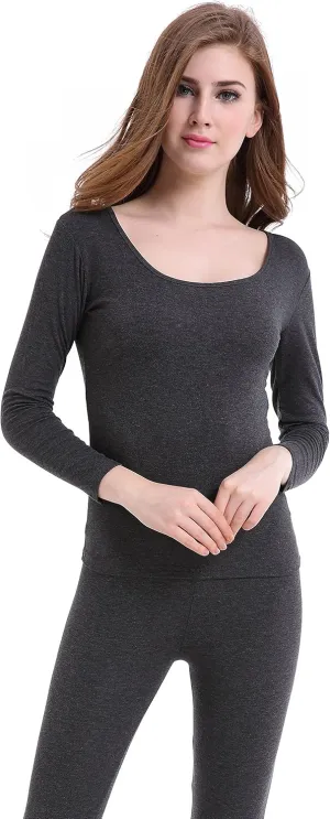 CnlanRow Womens Thermal Underwear Set Ultra Thin Crew Neck Base Layer Stretch Long Johns