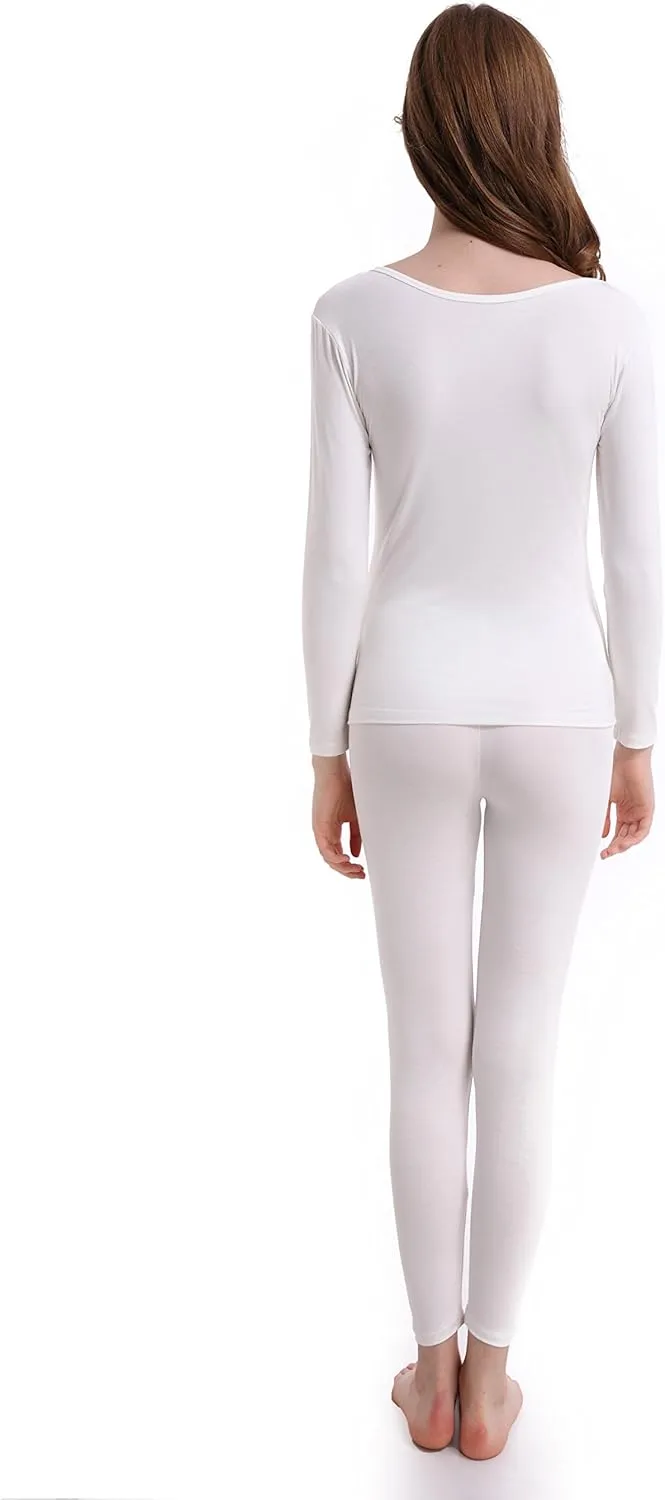 CnlanRow Womens Thermal Underwear Set Ultra Thin Crew Neck Base Layer Stretch Long Johns