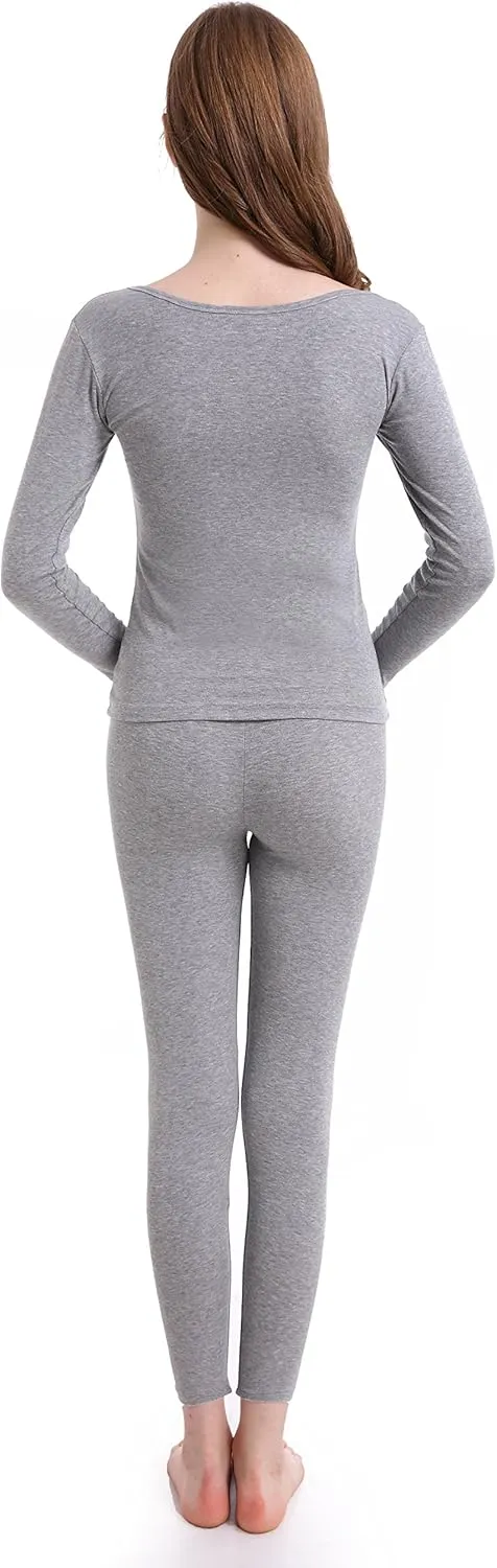 CnlanRow Womens Thermal Underwear Set Ultra Thin Crew Neck Base Layer Stretch Long Johns