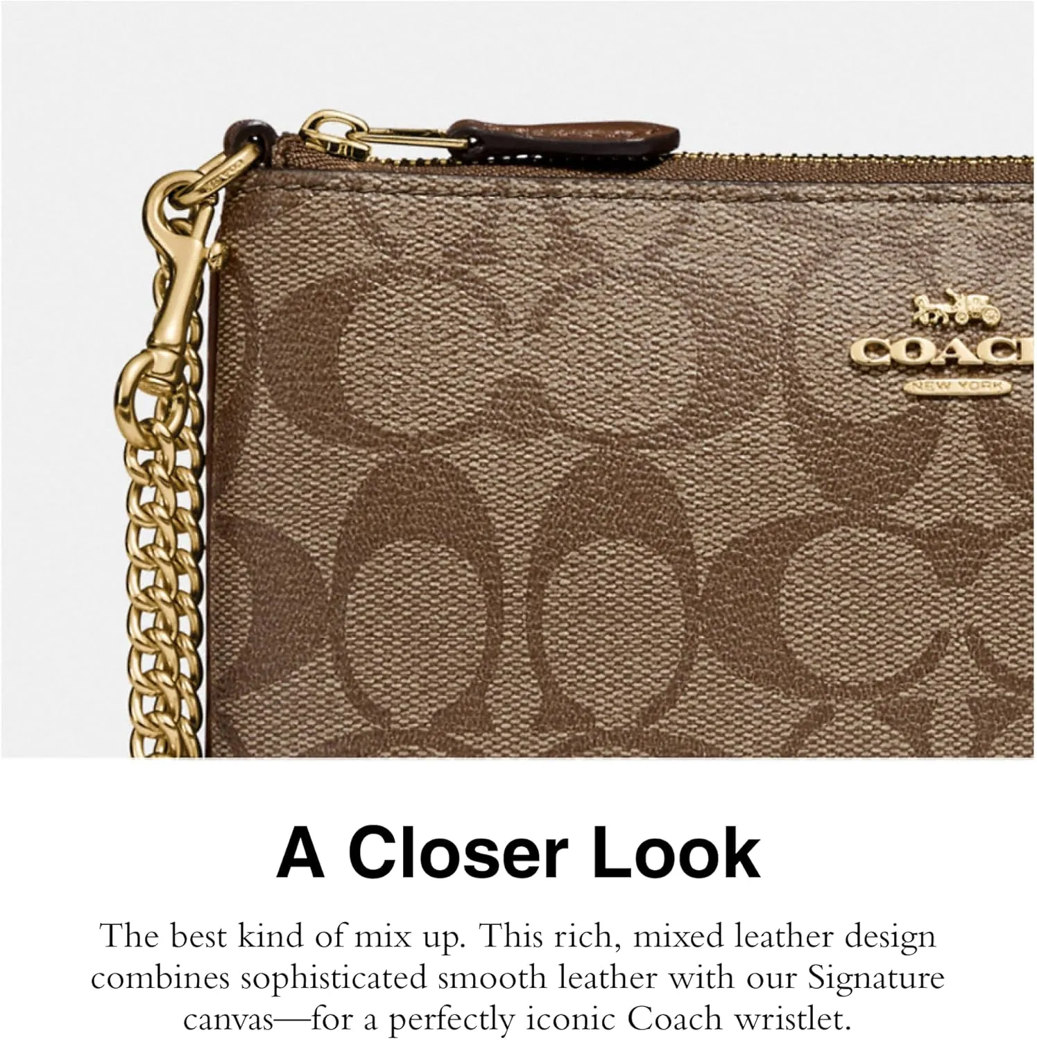 Coach Women's Signature Large Wristlet W Chain