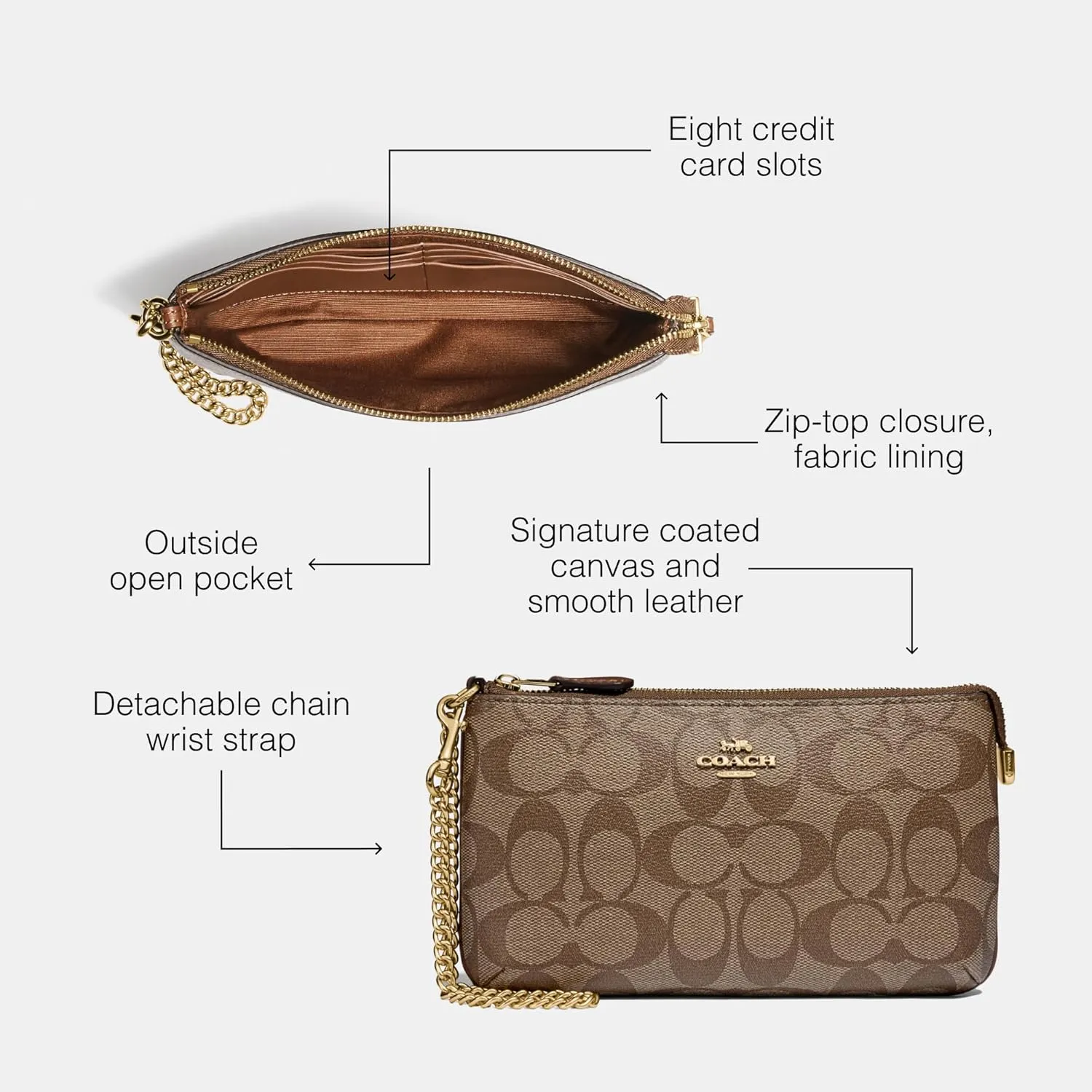 Coach Women's Signature Large Wristlet W Chain