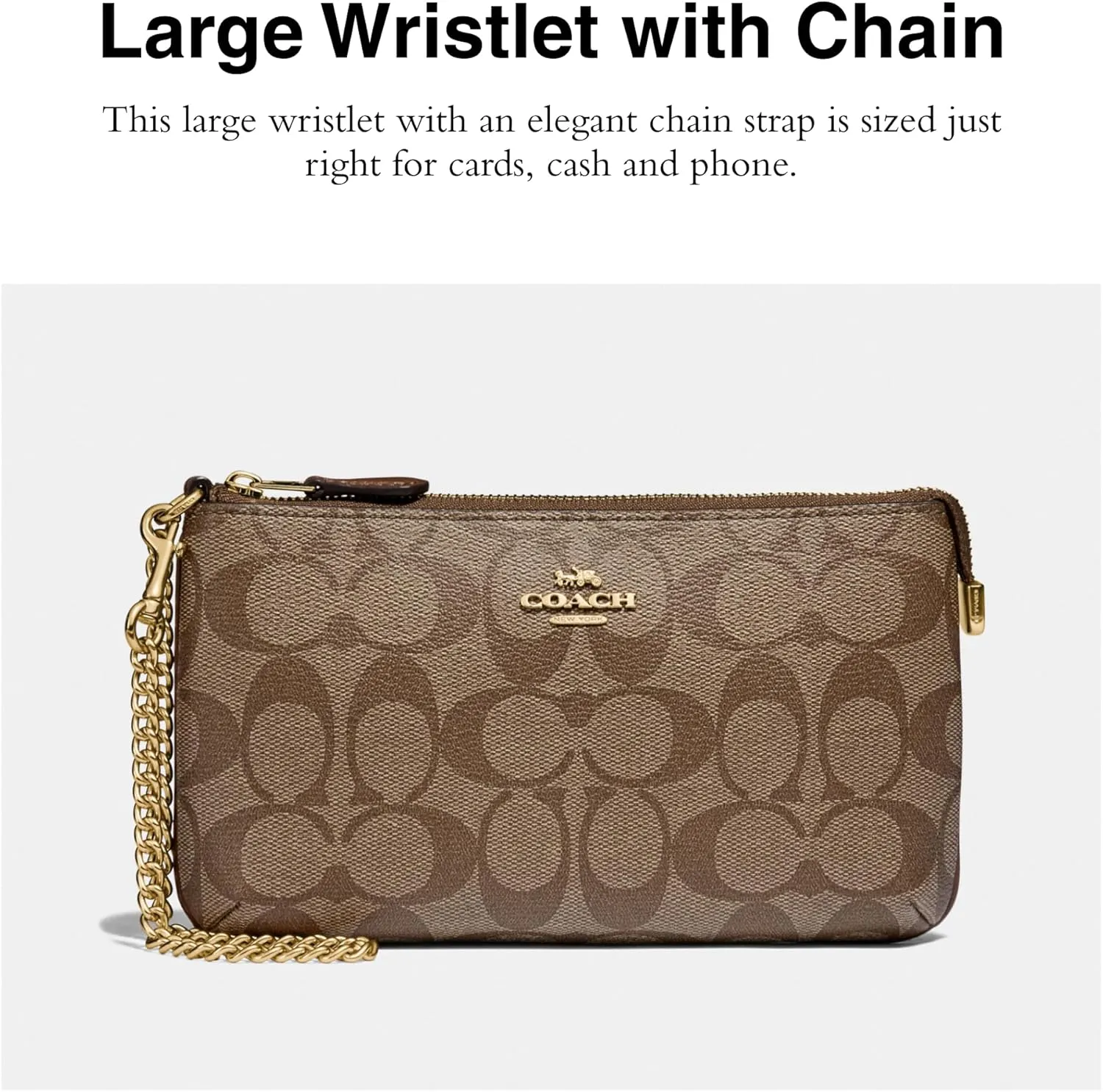 Coach Women's Signature Large Wristlet W Chain