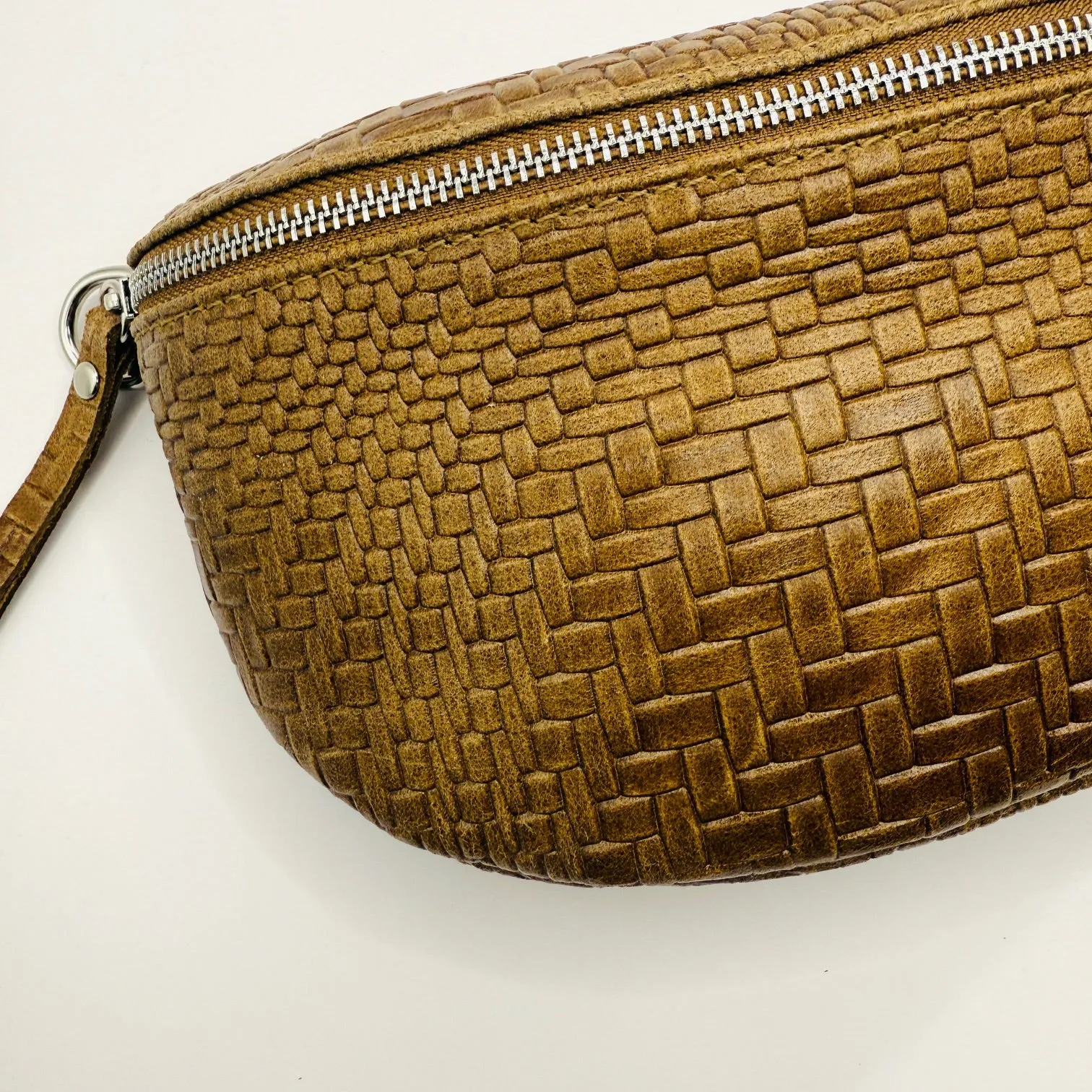 Cognac Weave Crossbody Bag