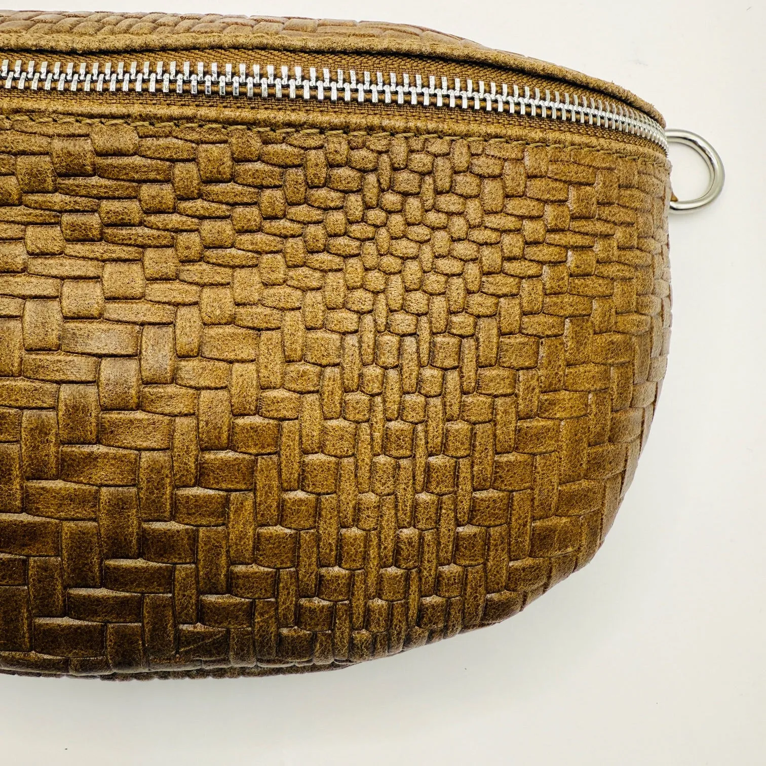 Cognac Weave Crossbody Bag